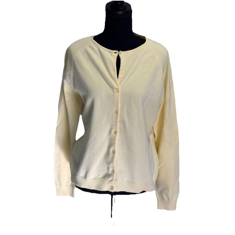 Gap 100% Cotton Light Yellow Cardigan Size Large